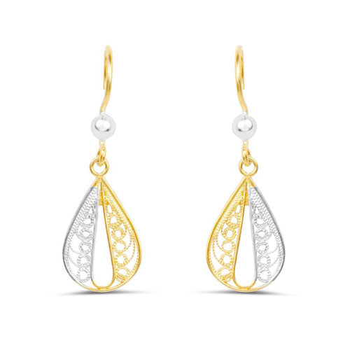 "Woven Earrings, Handmade Wire Wrapped Two-Tone Sterling Silver Woven Earrings