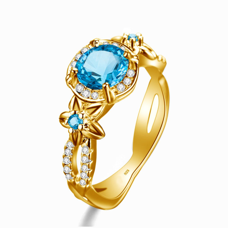 Silver 925 Turquoise Flower Ring for Woman