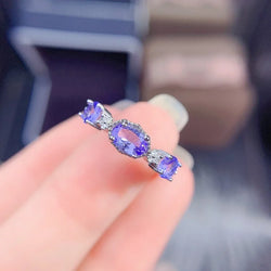 925 Sterling Silver Tanzanite Engagement Ring for Lady