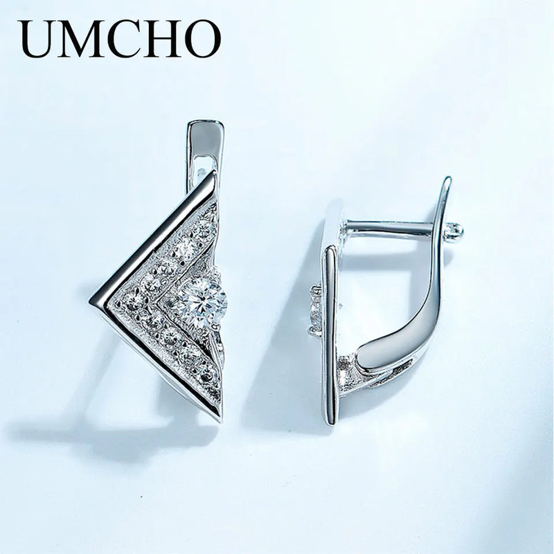 925 Sterling Silver Triangle Clip Earrings for Women