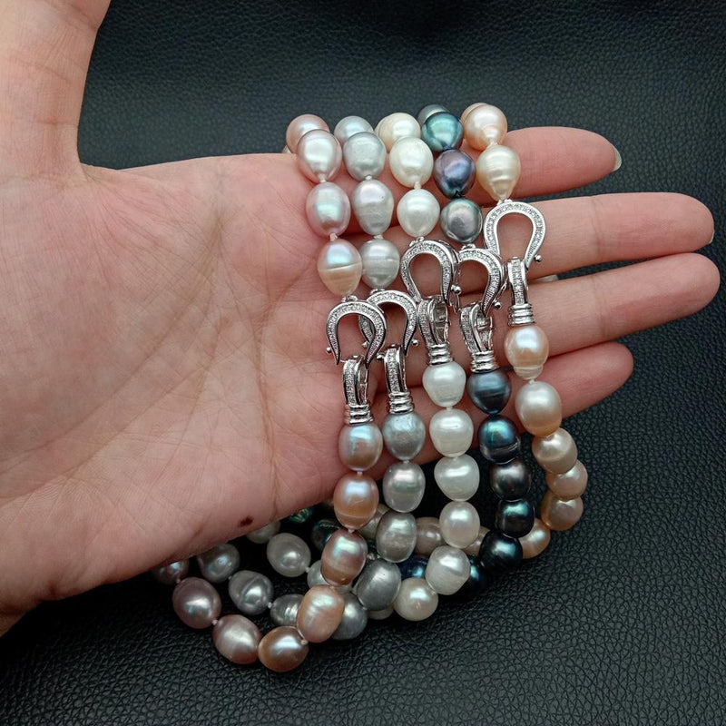925 Silver Freshwater Pearl Necklace 10mmx12mm for Women