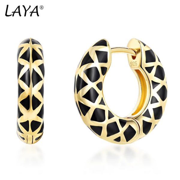 925 Sterling Silver Enamel Hoop Earrings for Women