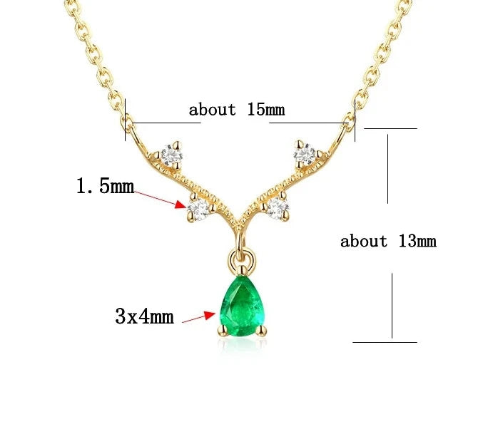 18K Yellow Gold Emerald and Diamond Necklace for Women