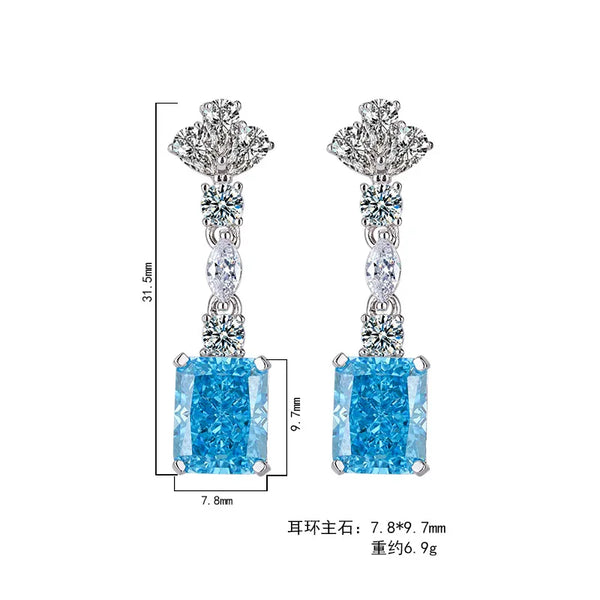 Sterling Silver Aquamarine Earrings 8x10MM for Woman