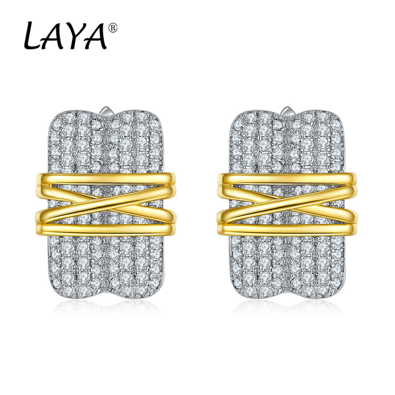 Sterling Silver Multi-Line Zircon Earrings and Ring Set for Women