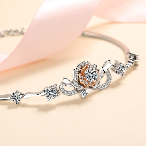 Sterling Silver 925 1.40 ctw Moissanite Blossom Bracelet for Women