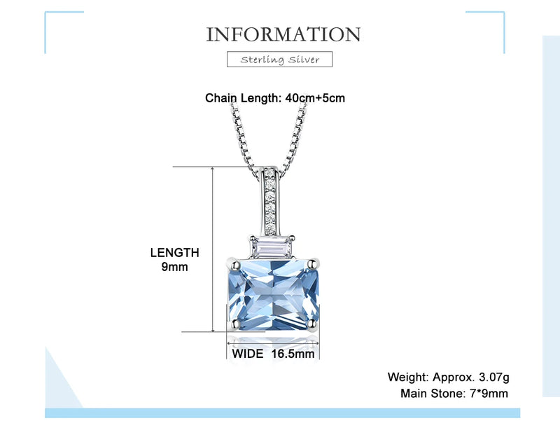 Sterling Silver Sky Blue Topaz Pendant Necklace for Women