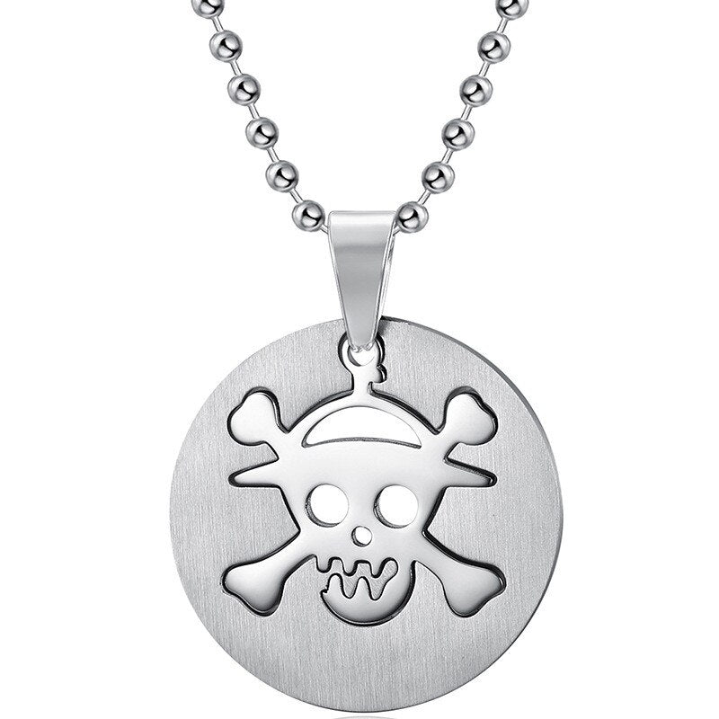 Titanium Stainless Steel Gothic Pirate Skeleton Pendant Necklace for Men