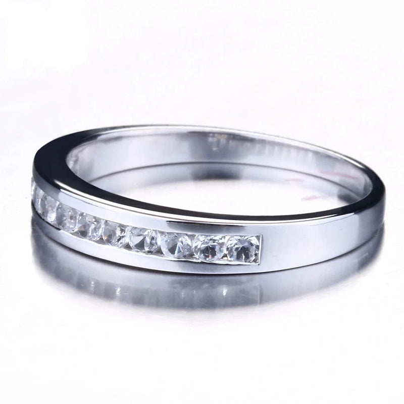 10k White Gold Moissanite Ring, VVS/DEF Color, Lab Grown Diamond, Womens