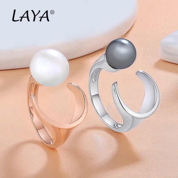 Sterling Silver Natural Freshwater Pearl Statement Ring for Women