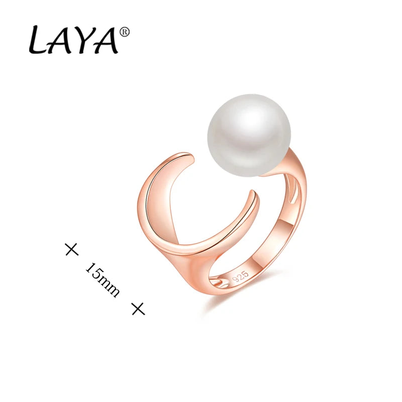 Sterling Silver Natural Freshwater Pearl Statement Ring for Women