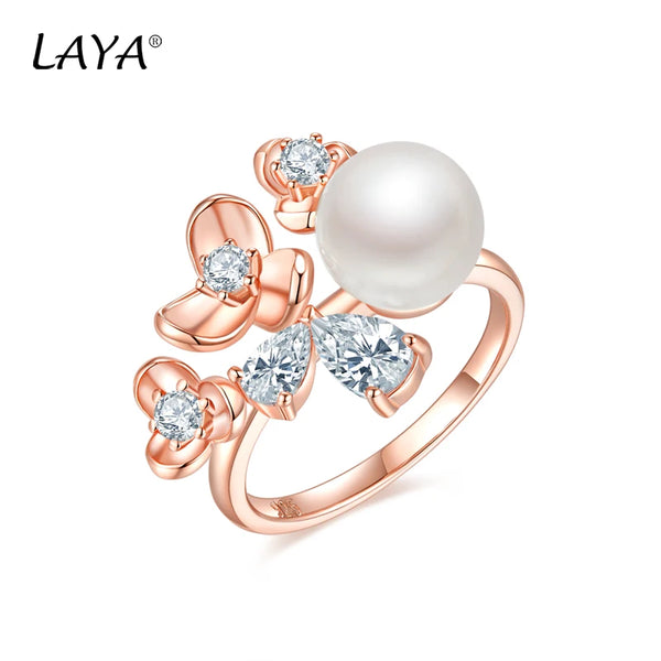 925 Sterling Silver Zircon Shell Pearl Ring For Women