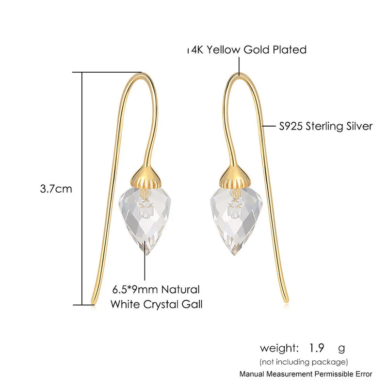 925 Sterling Silver Natural White Crystal Earrings for Women