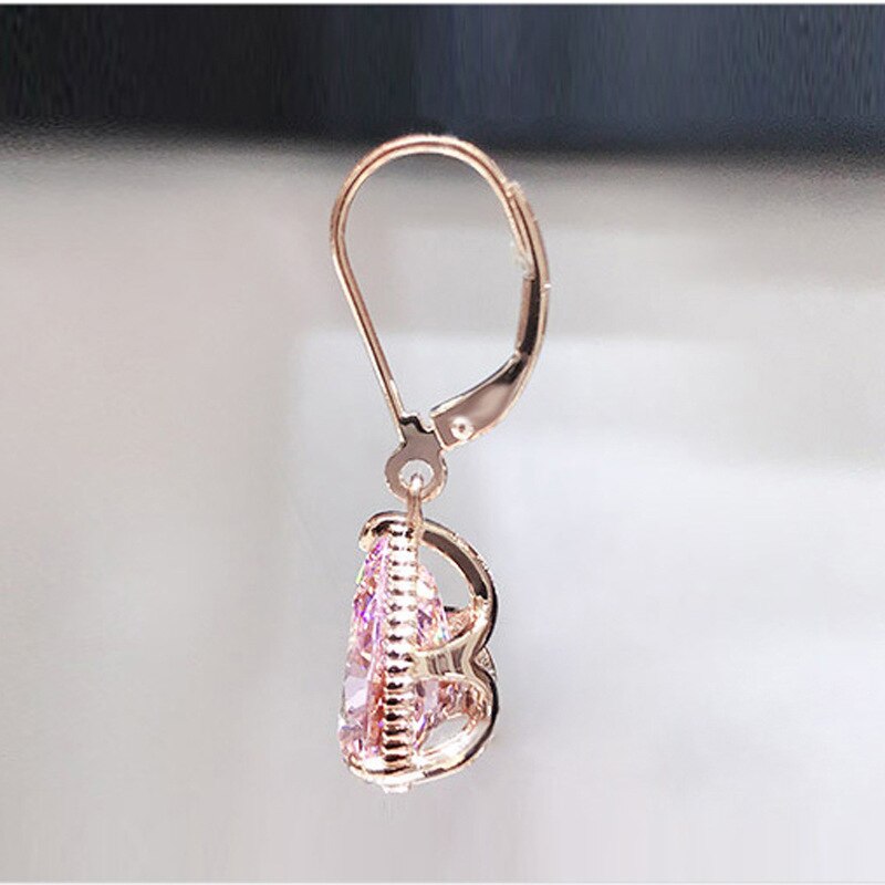 Real Dangle Earring 925 Sterling silver Water Drop 4ct Pink Diamond Party Wedding Drop Earrings for Women Jewelry