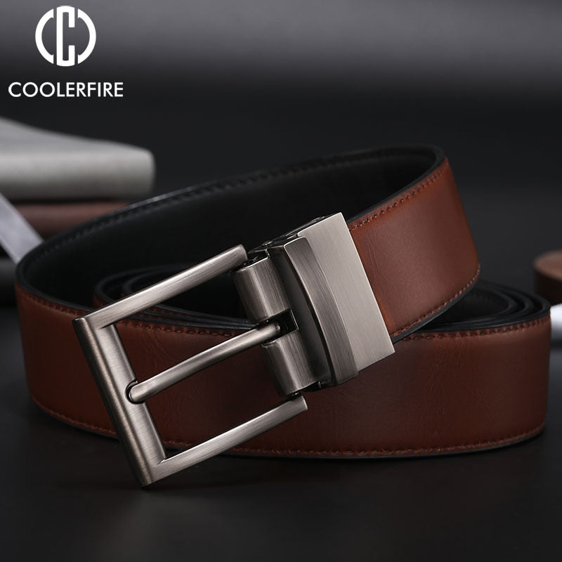 Genuine Leather Reversible Casual Belt for Men