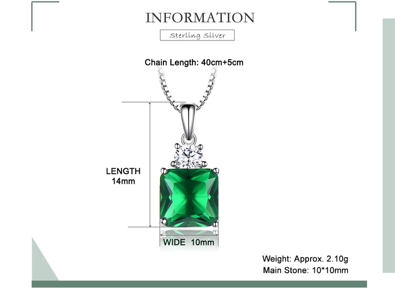 925 Sterling Silver Nano Emerald Cushion Necklace