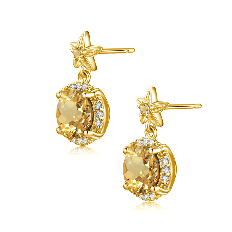 14K Gold Natural Citrine Stud Earrings, 0.50ctw for Women