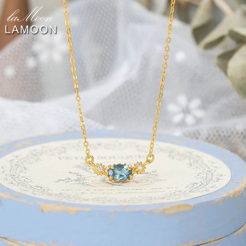 925 Silver and 14K Gold London Blue Topaz Jewelry Set for Women