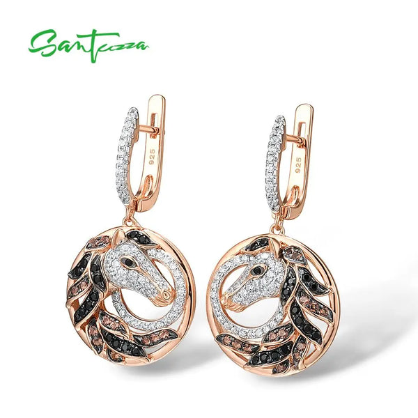 925 Sterling Silver Horse Earrings for Women