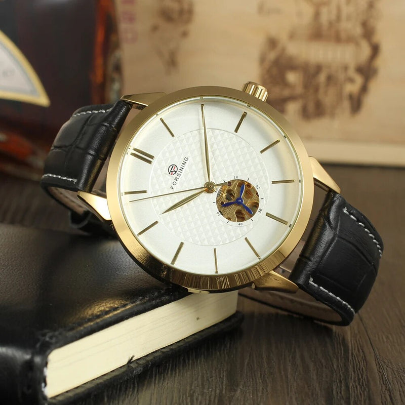 Stainless Steel Small Hollow Dial Mechanical Watch for Men