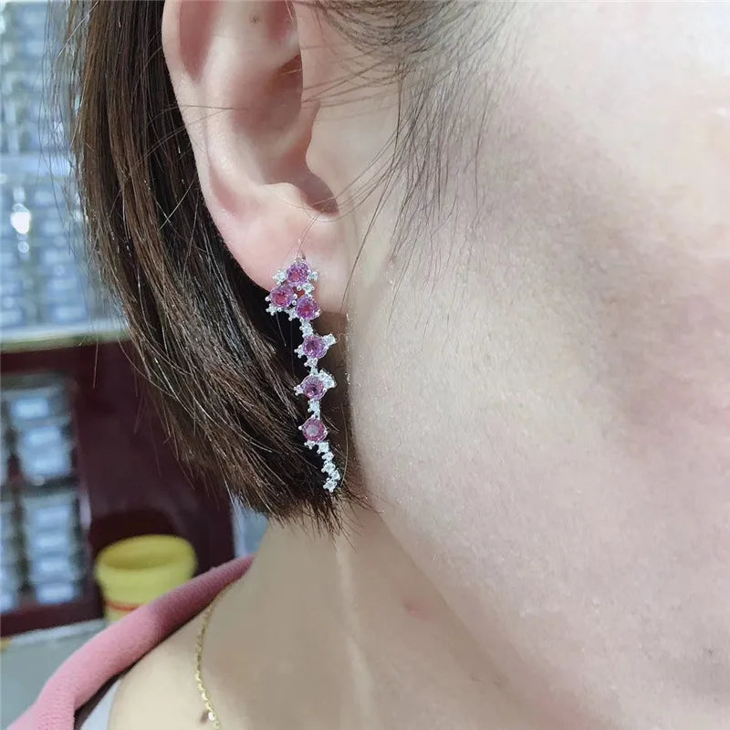 925 Sterling Silver Garnet Earrings for Women