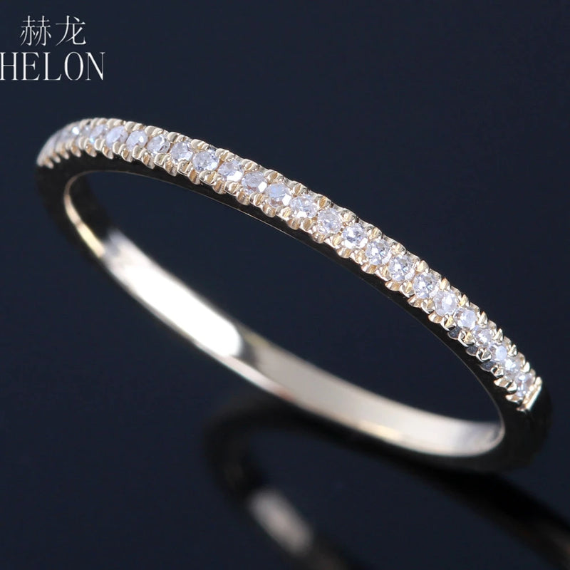 14K Yellow Gold 0.15ctw Diamond Pave Engagement Wedding Ring for Women