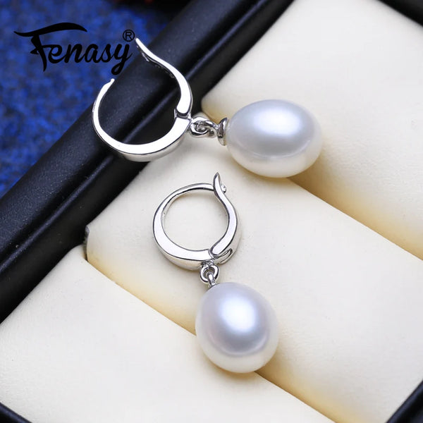 Silver Freshwater Pearl Drop Earrings For Women