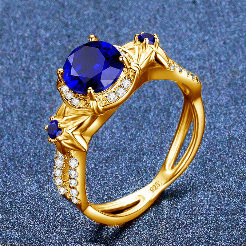 925 Sterling Silver, Natural Sapphire Ring for Women.