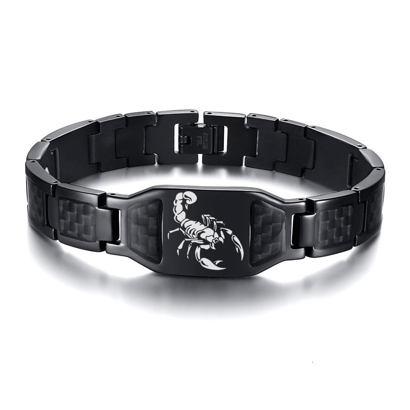 Stainless Steel Scorpion Cross Shield Images Chain Bracelet for Men