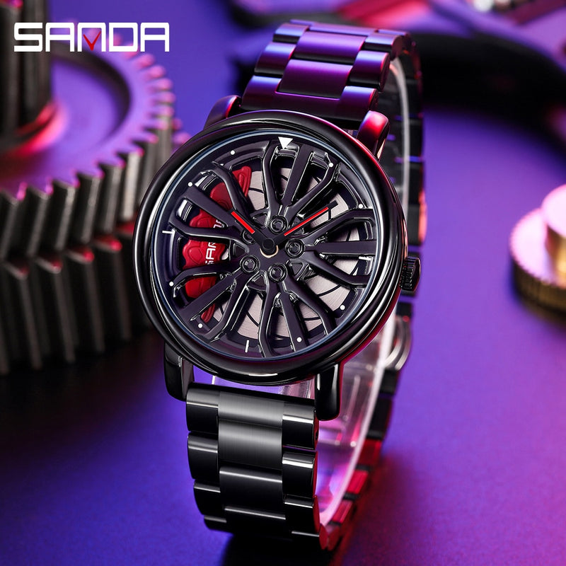 Stainless Steel Quartz Sports Watch with Cool Design for Men