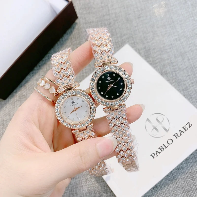 Luxury Steel Fashion Clock Watch with Diamond Accents & Special Design for Women's Dress Wristwear