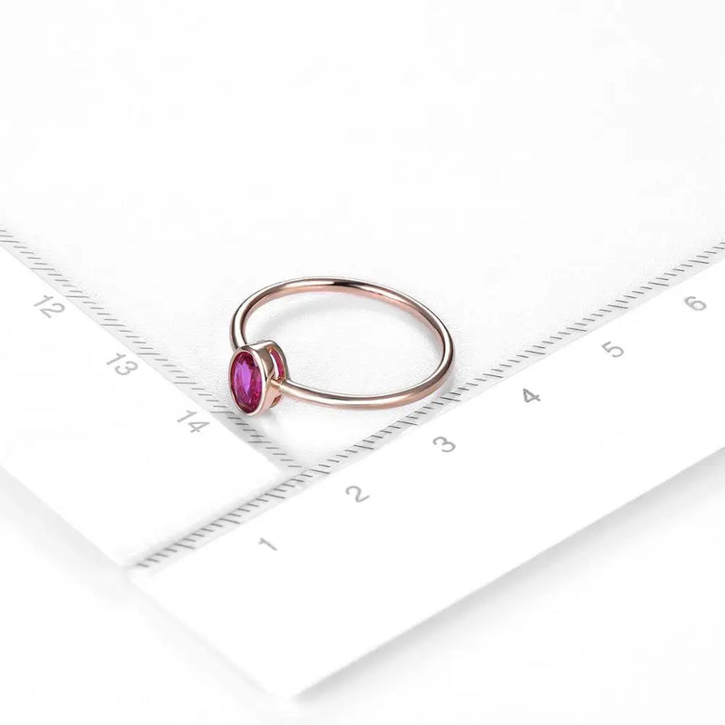 14K Rose Gold 0.35 Ctw Oval Ruby Ring for Her