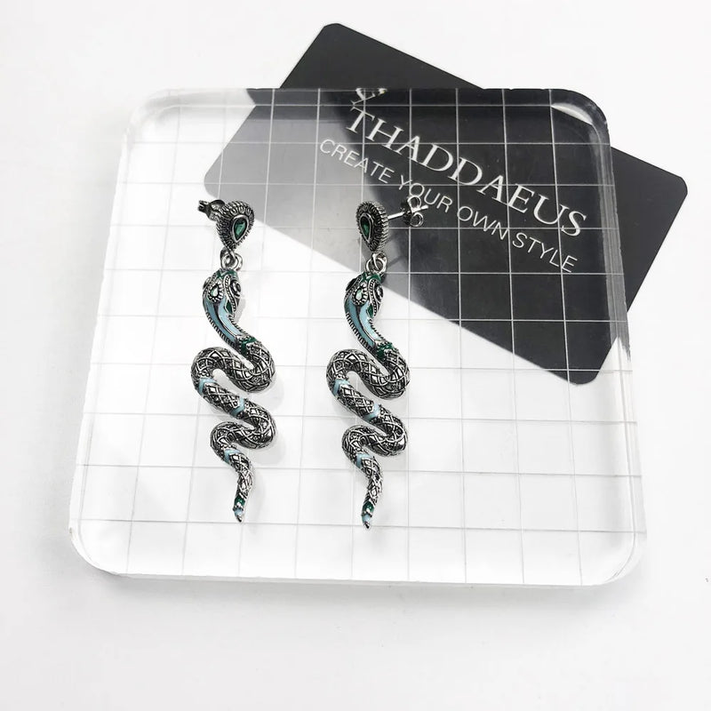 925 Sterling Silver Blue Snake Drop Earrings for Women