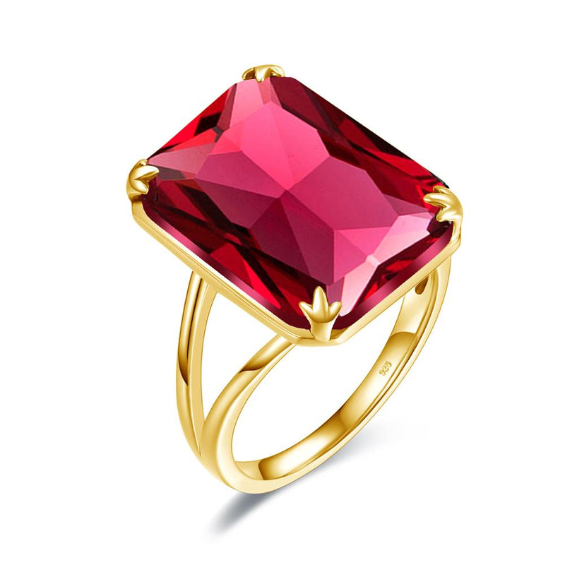 14K Gold Red Ruby Pendant Earring and Ring Set for Women