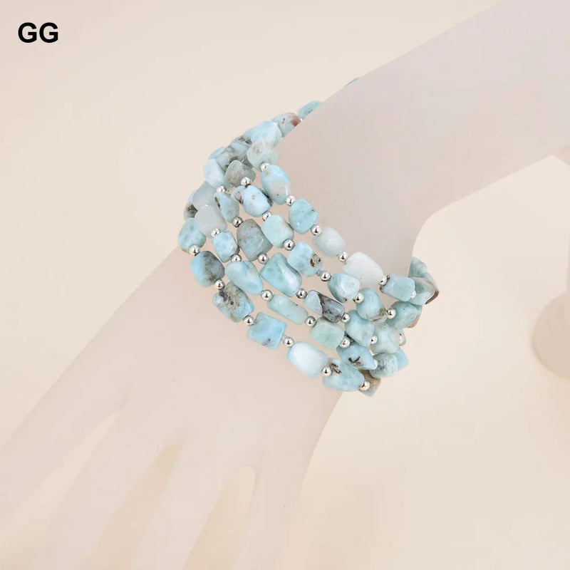 Sterling Silver Larimar Nugget Bracelet for Women