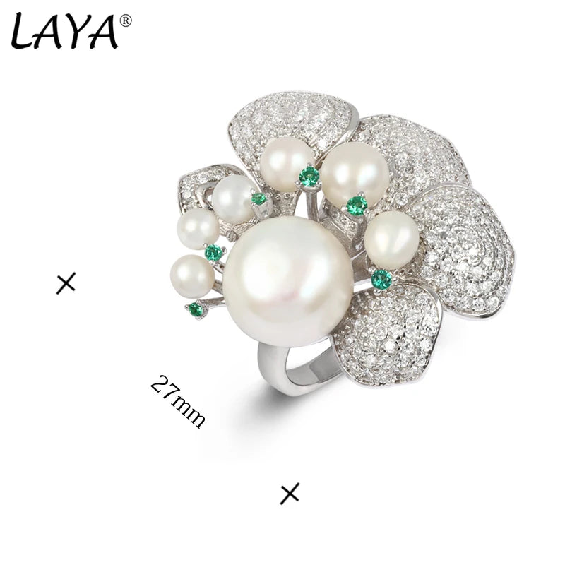 Sterling Silver Green Nano Natural Pearl Zircon Ring for Women