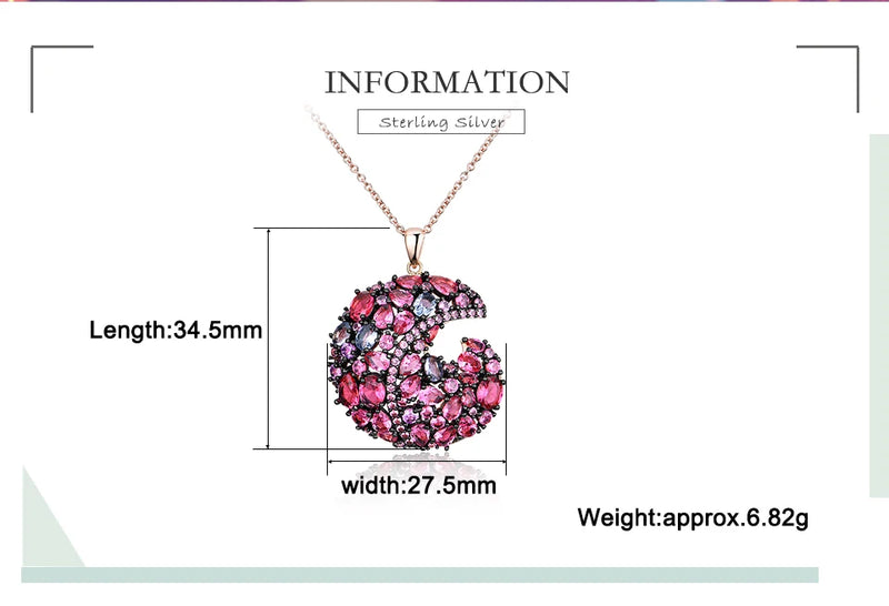 Silver Colorful Nano Stone Moon Pendant Necklace for Women