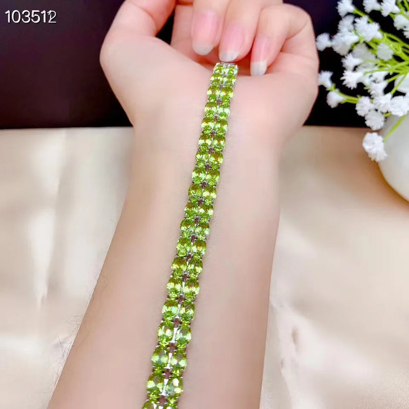 925 Sterling Silver Rose Gold Olivine Bracelet. Exquisite. Latest Design. Personality. For Women.