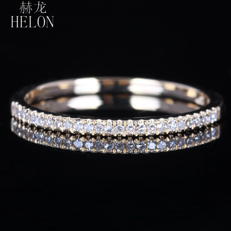 14K Yellow Gold 0.15ctw Diamond Pave Engagement Wedding Ring for Women