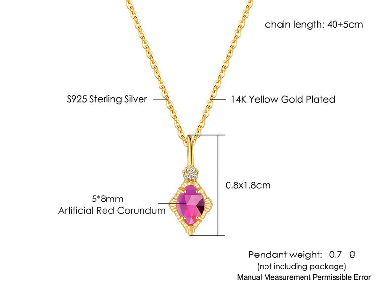 925 Silver 14K Gold Plated Synthetic Corundum Jewelry Set for Women