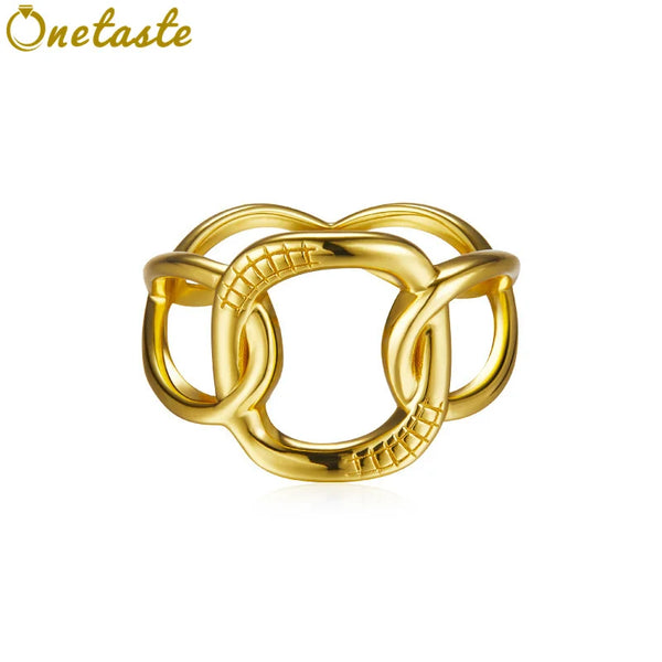 Sterling Silver Gold Plated Cross Line Ring for Women