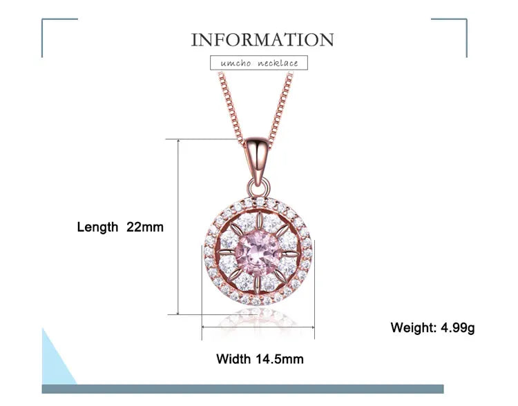 925 Sterling Silver Morganite Pendant Necklace for Women