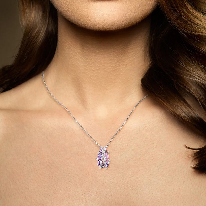 925 Sterling Silver Pink Amethyst Pendant for Women