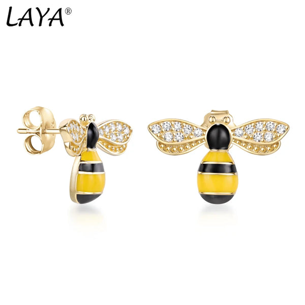 Sterling Silver Bees Stud Earrings for Women