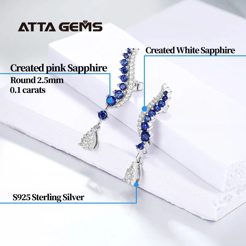 Sterling Silver Created Sapphire Earrings for Women