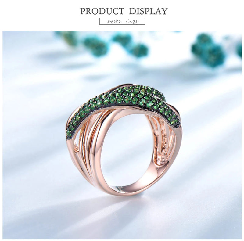 925 Sterling Silver Simulated Emerald Geometric Ring for Women