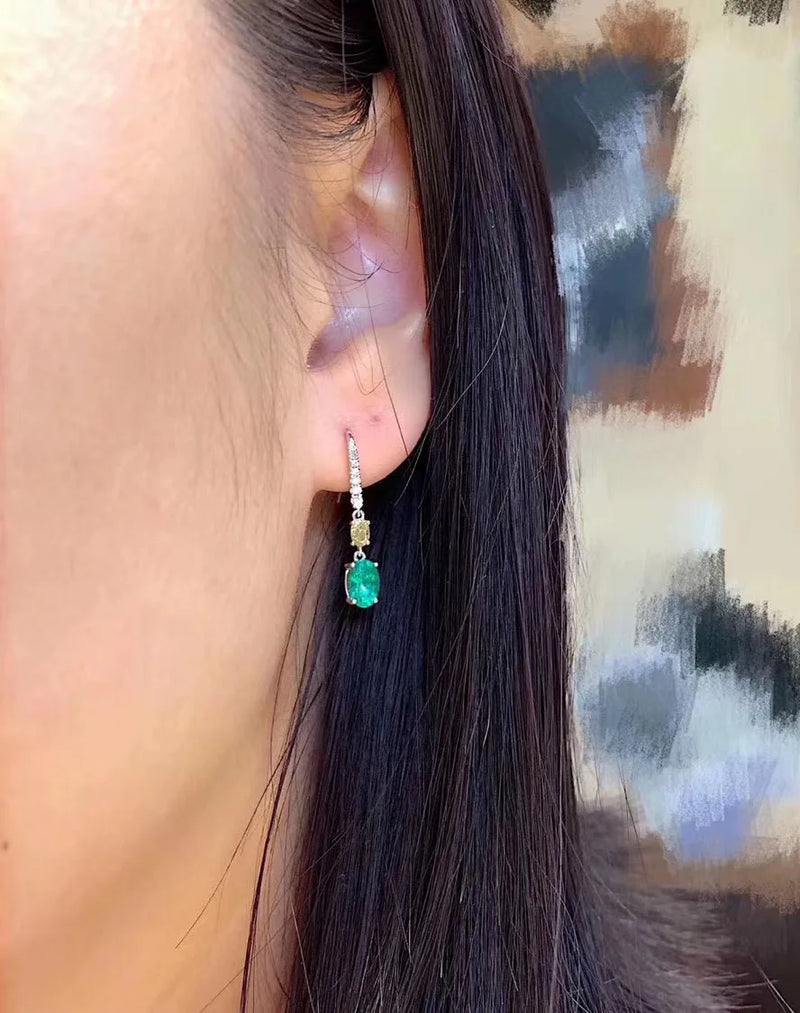 925 Silver Emerald Gemstone Earrings for Women