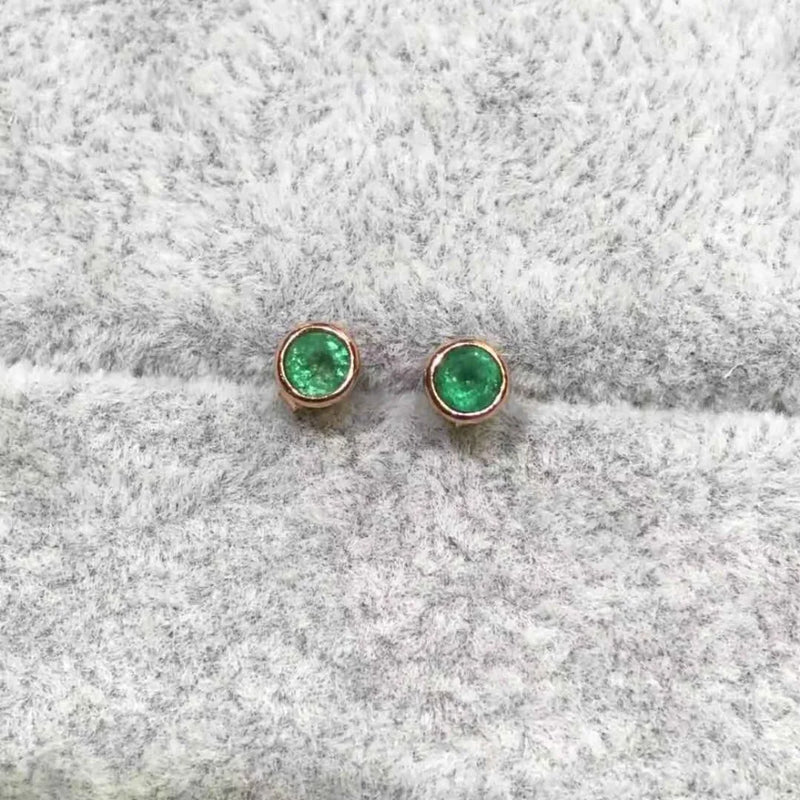 925 Sterling Silver Emerald Gemstone Stud Earrings for Women