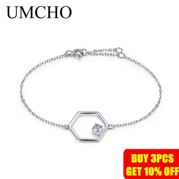 Sterling Silver Blue Topaz Bracelet for Women