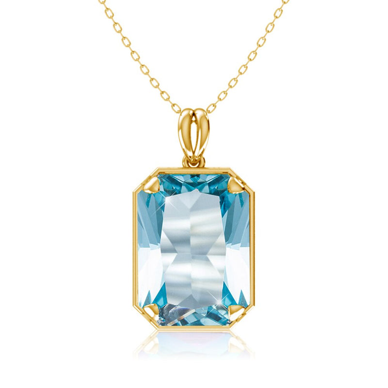14K Gold Real Pendant For Women 925 Sterling Silver Pendants and Necklaces Birthstone Aquamarine Fine Jewelry Wedding Gifts